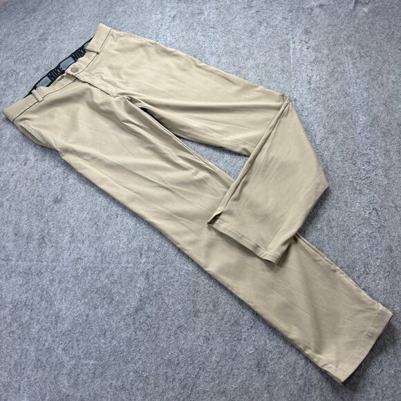 Nike Golf Pants Men 32 x 32 Beige Flat Front Stretch Flex Core Standard AJ5489 - Picture 1 of 16